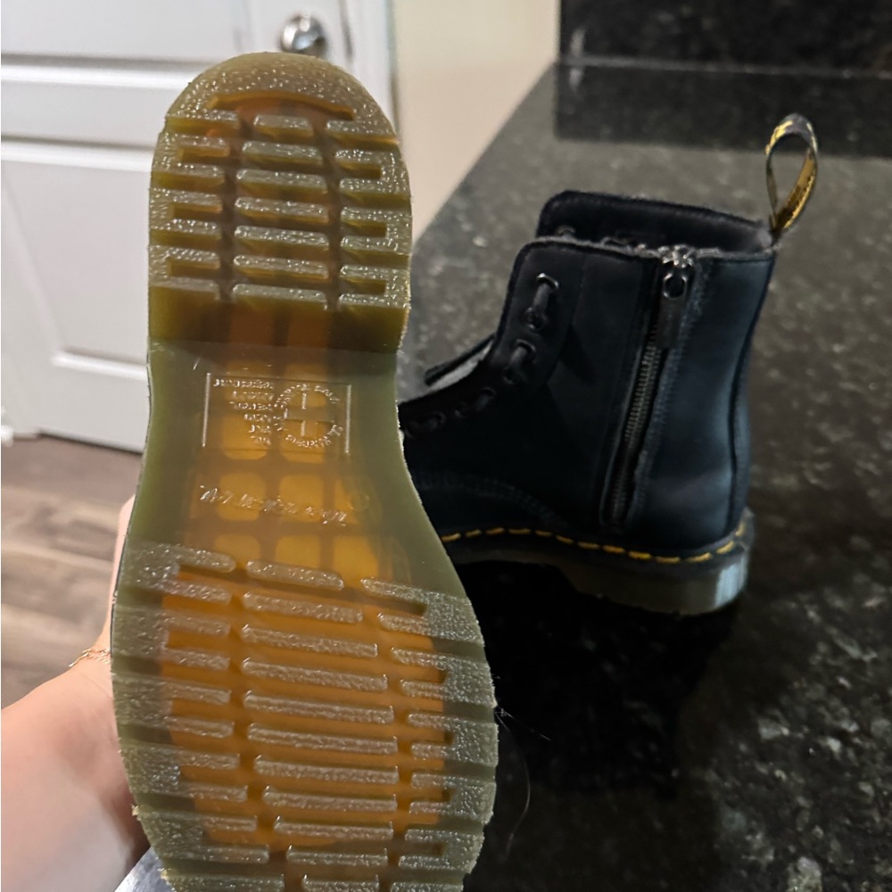 Dr. Martens Black Leather Boots with Yellow Accents